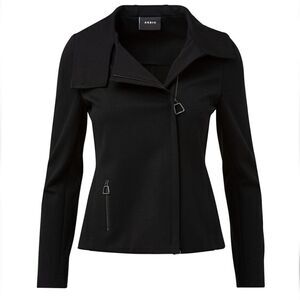 Akris Ellyn Viscose Jersey Hooded Moto Jacket US 12